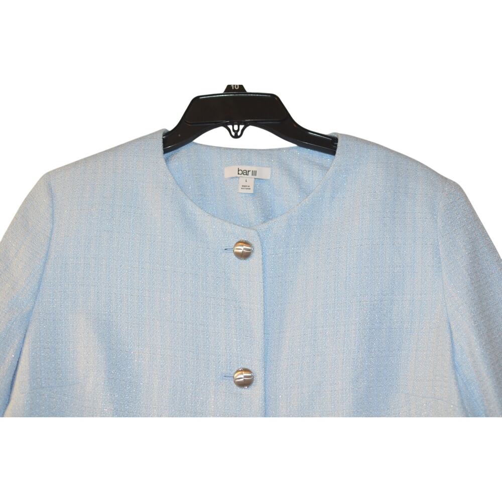 Bar III Women's Tweed Blazer Jacket in Chateau Blue Multi - Picture 2 of 3